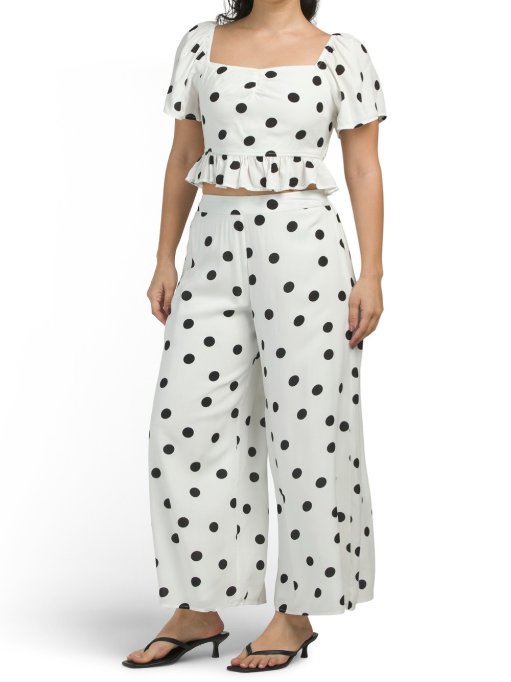 NWT Japna Two-Piece Polka Dot Printed Top and Pants Set